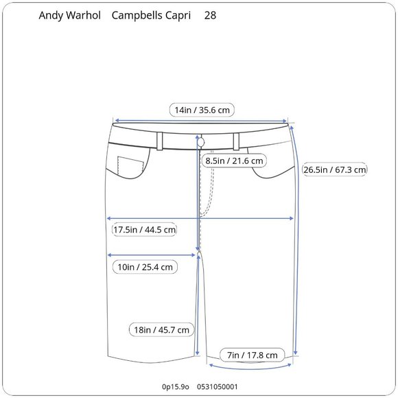 Rare Andy Warhol Campbell's Soup Distressed Capris 28 18 Hard to Find - Picture 9 of 9